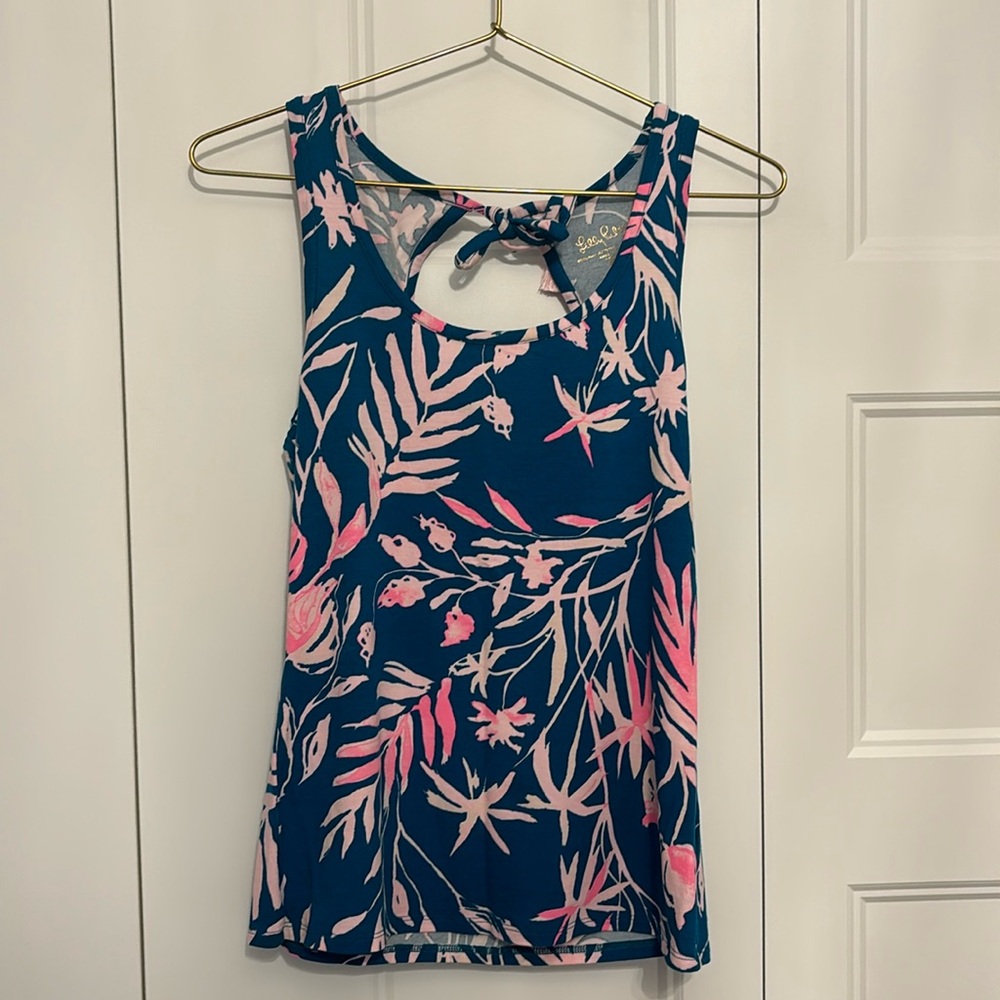 Lilly Pulitzer monkey print tie back tank top
